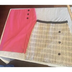Ann Taylor Pencil Skirt Lot Of 2 Sz 10 Tweed & Hot Pink Career A-line Old Money